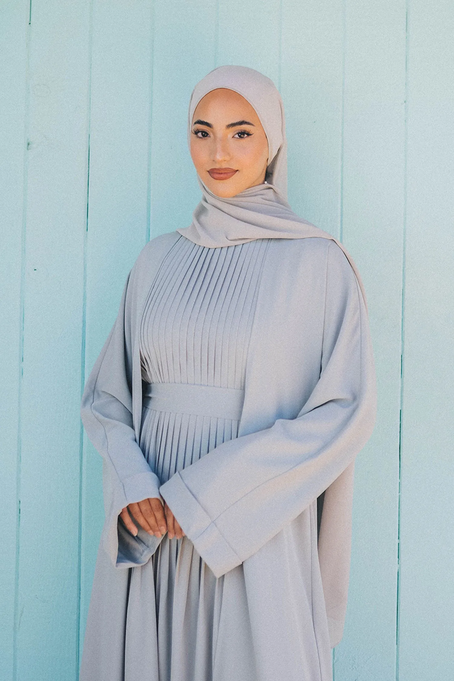 Adina Pleat Abaya Set- Mint