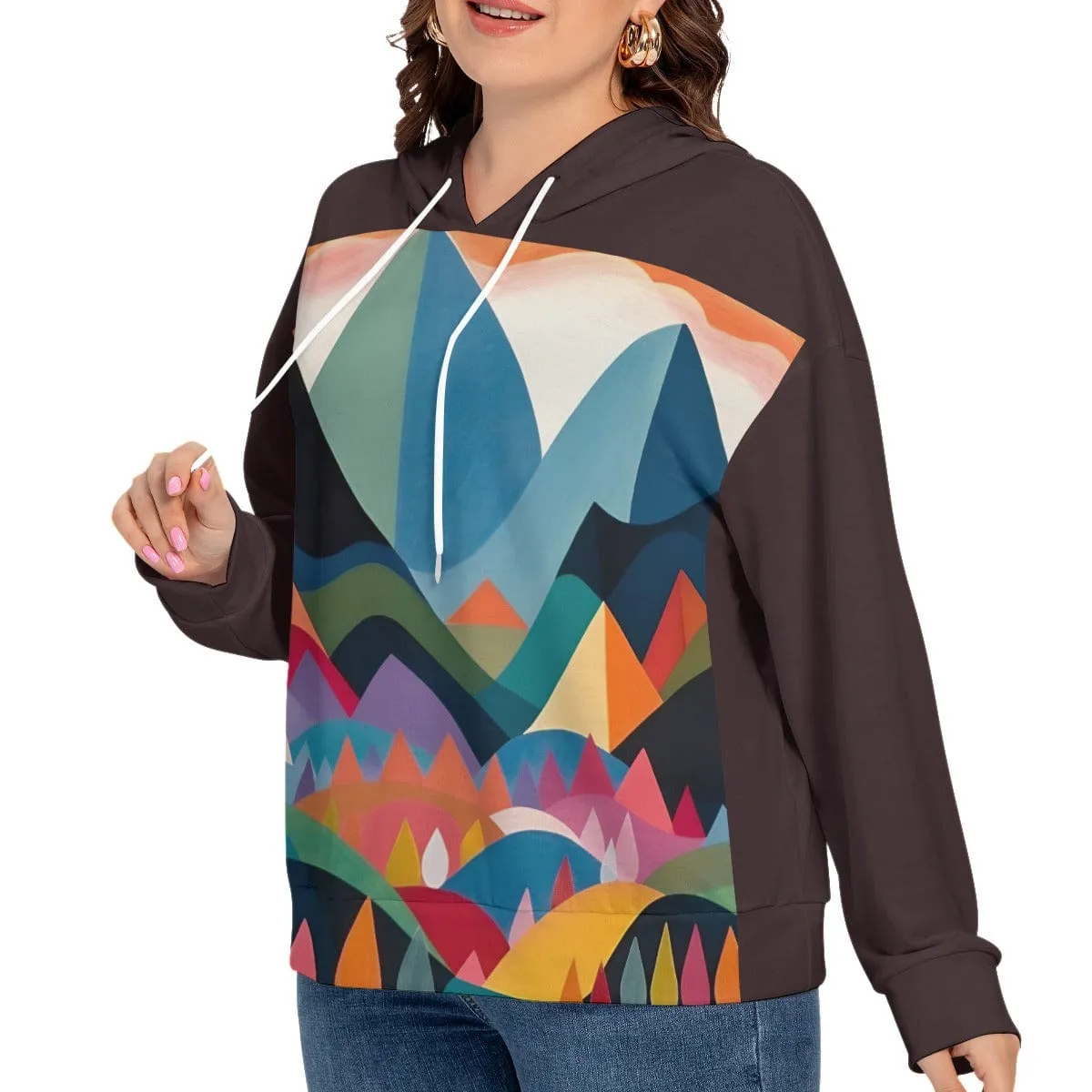 Arbol Arch Women's Long Sleeve Sweatshirt With Hood(Plus Size)