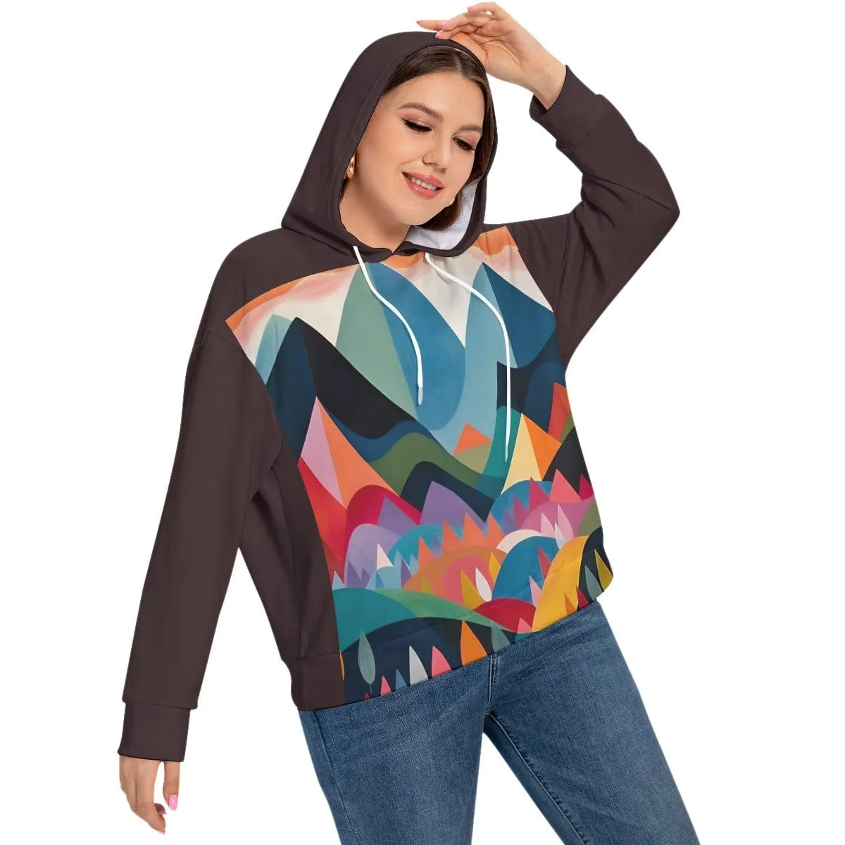 Arbol Arch Women's Long Sleeve Sweatshirt With Hood(Plus Size)