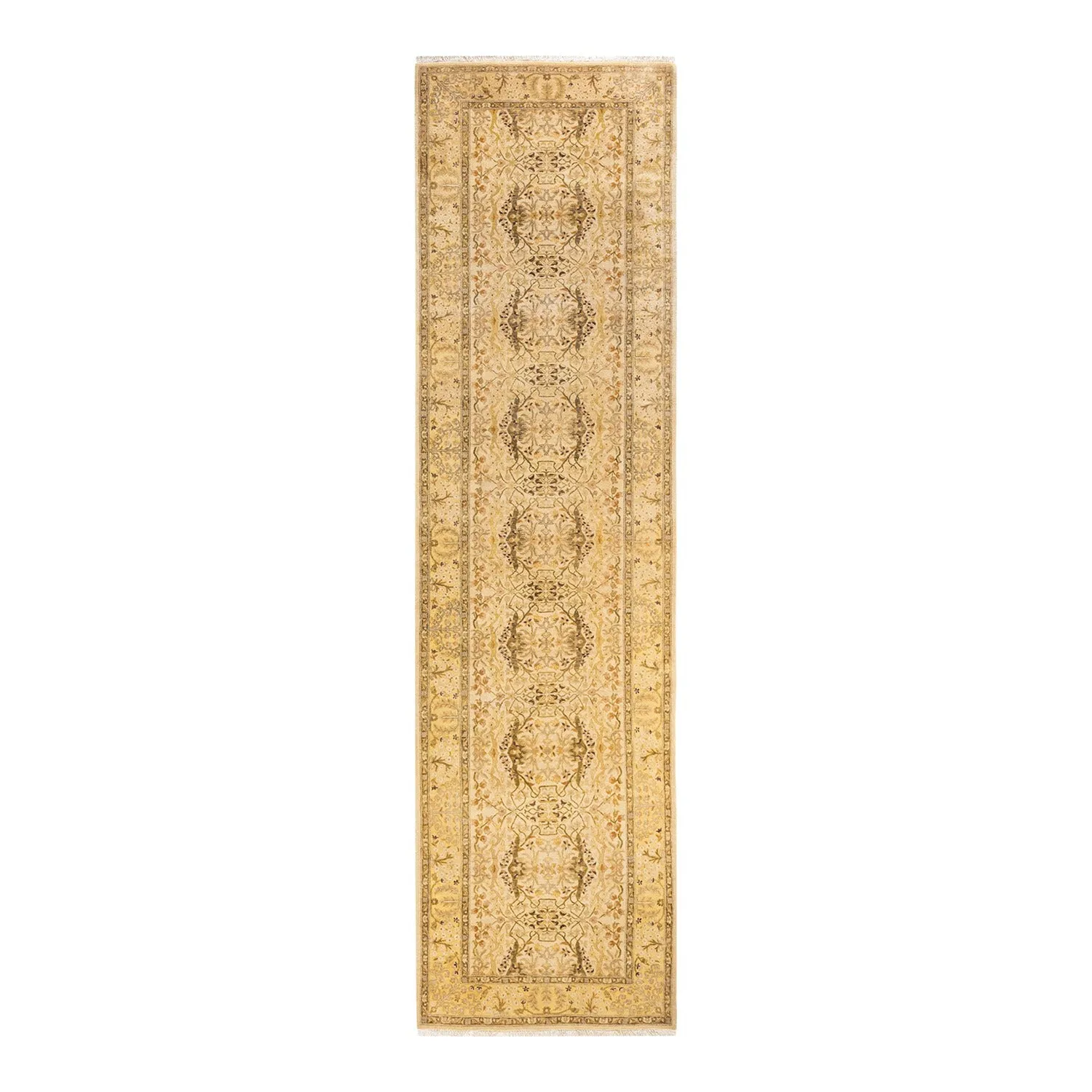 Beige Traditional Wool Runner - 3' x 11'