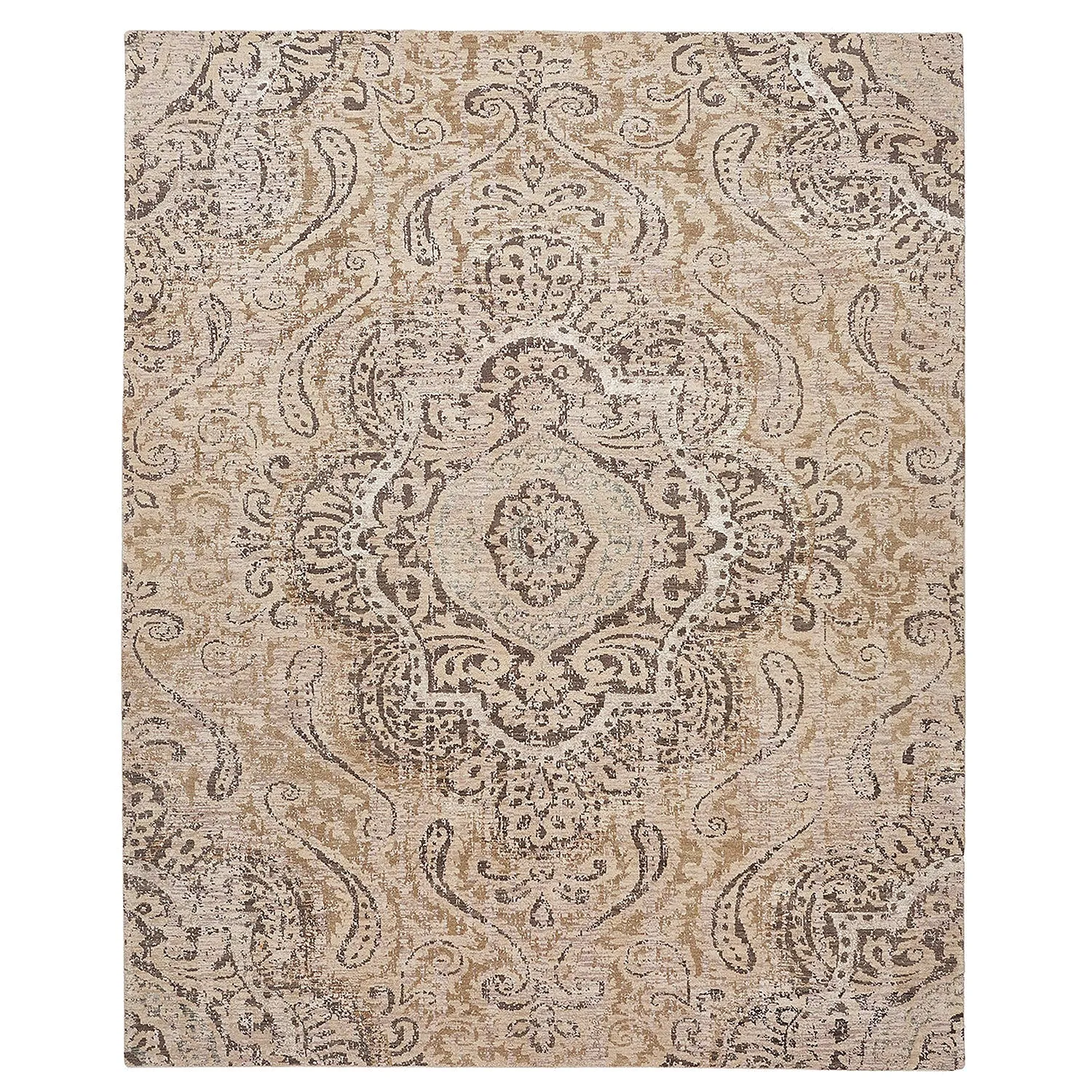 Beige Transitional Wool Rug - 8' x 9'11"