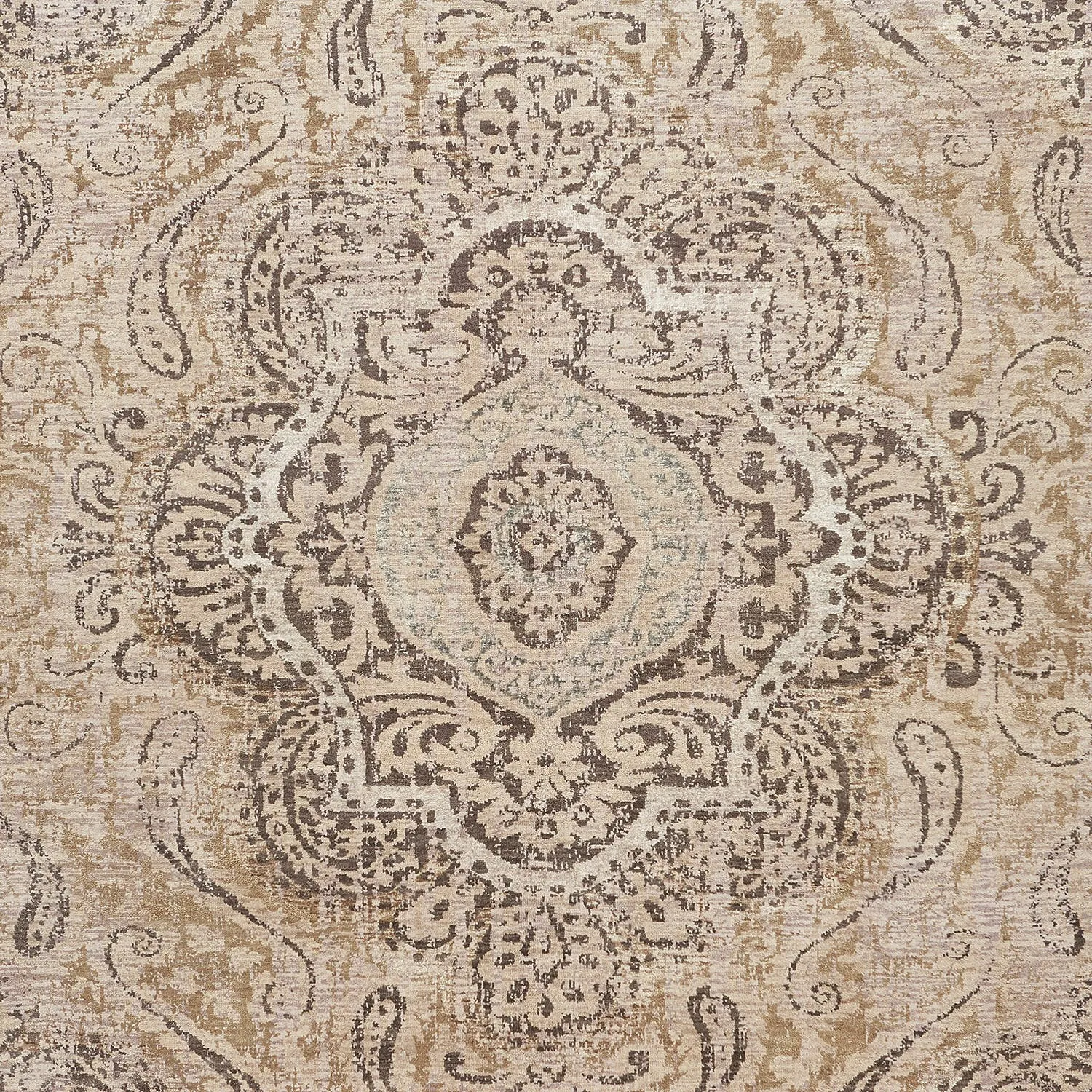 Beige Transitional Wool Rug - 8' x 9'11"