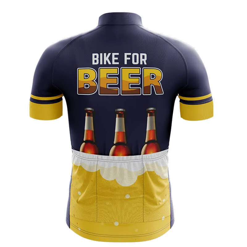 Bike For Beer Navy Men's Short Sleeve Cycling Jersey