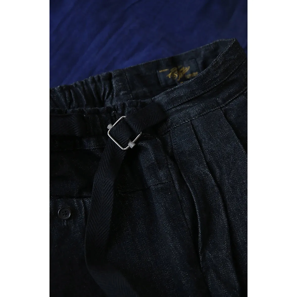 Black Selvage Denim High Rise British Army Pants - Pleated Jeans