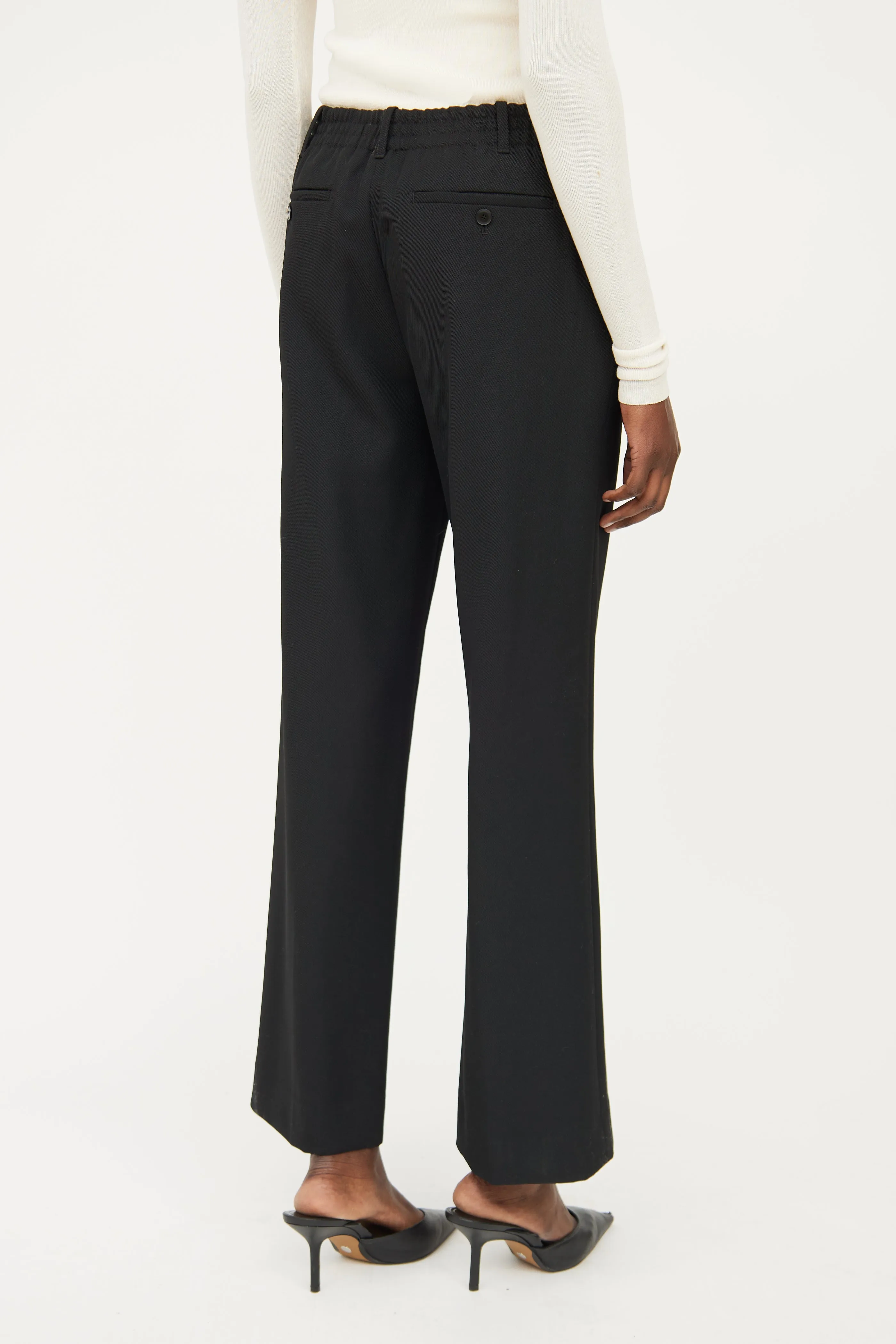 Black Wool Creased Pant