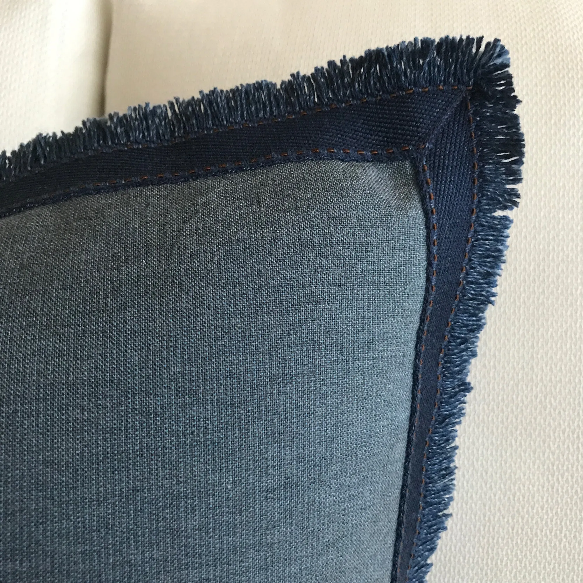 Blue Denim Trim Throw Pillow Cover 18x18