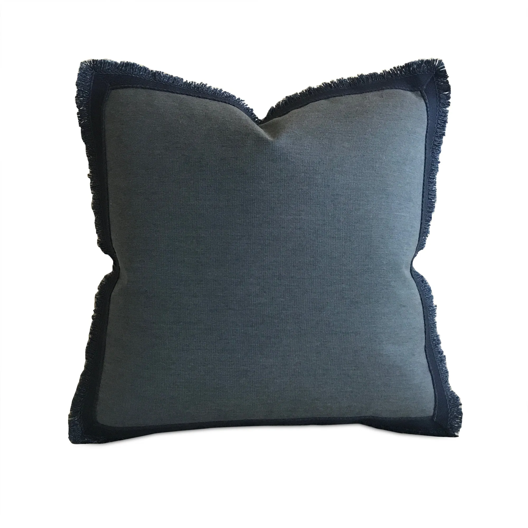 Blue Denim Trim Throw Pillow Cover 18x18