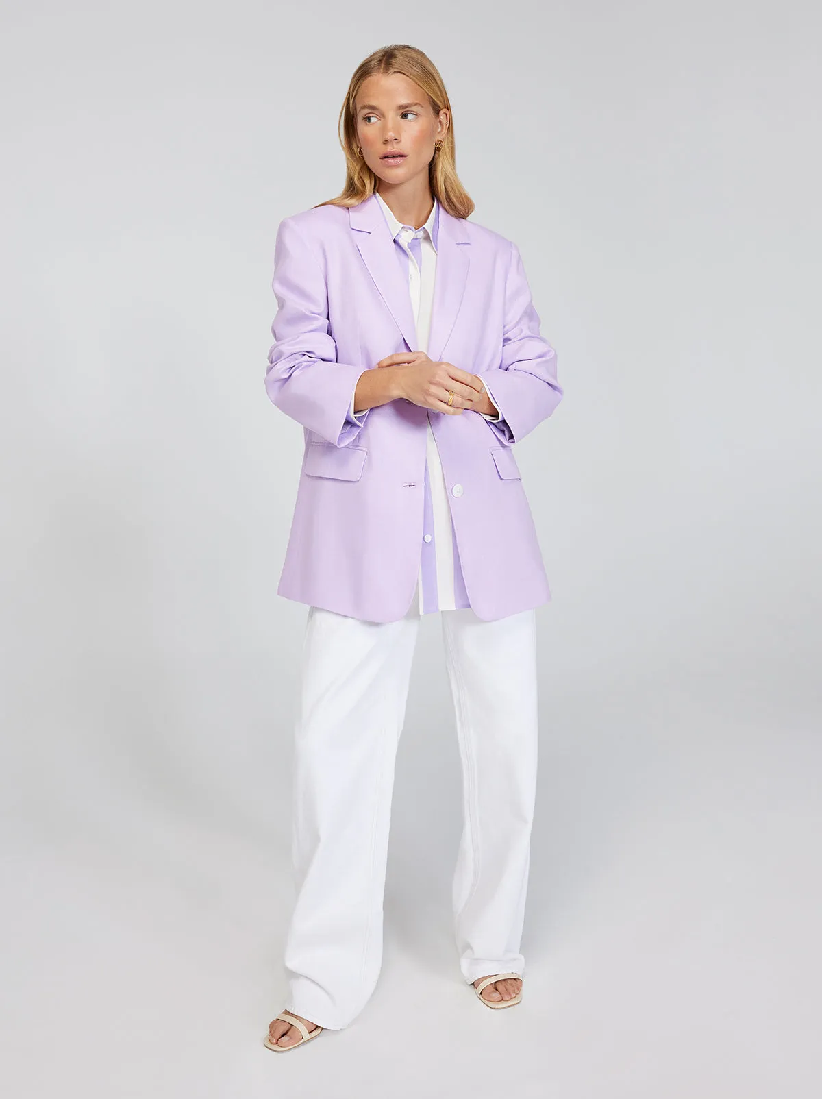 Brea Lilac Linen Oversized Blazer