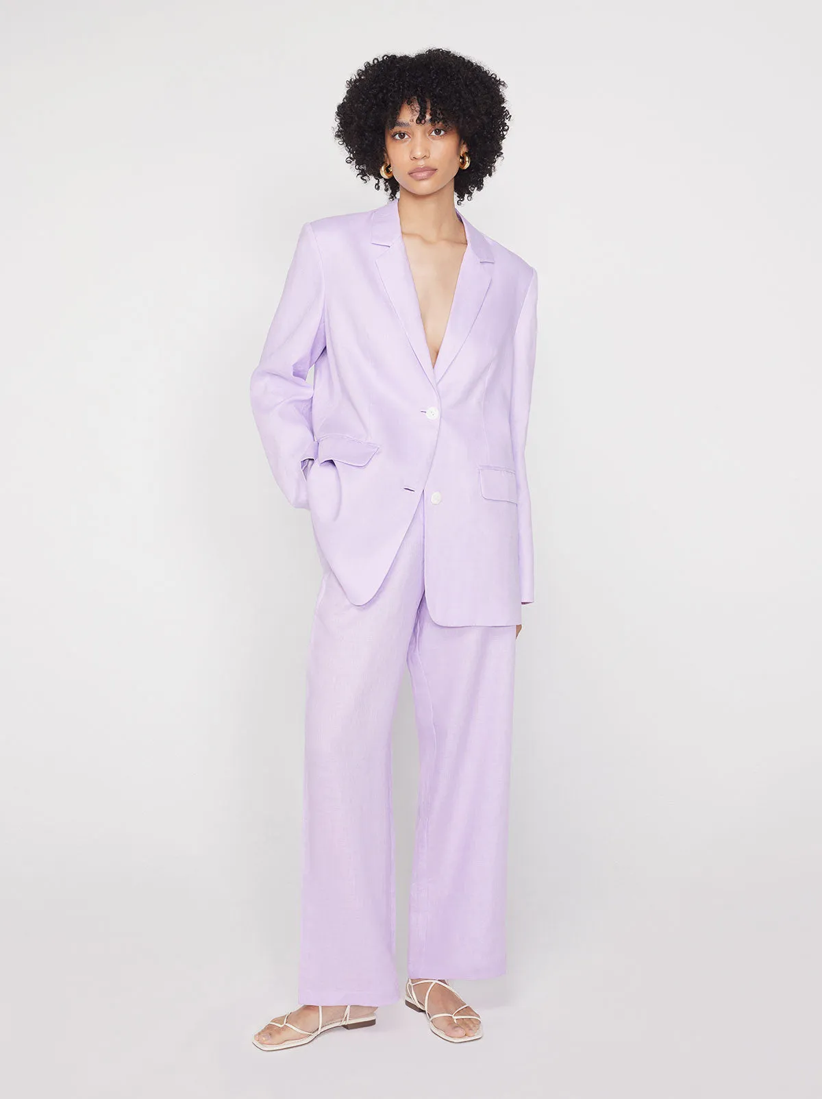 Brea Lilac Linen Oversized Blazer