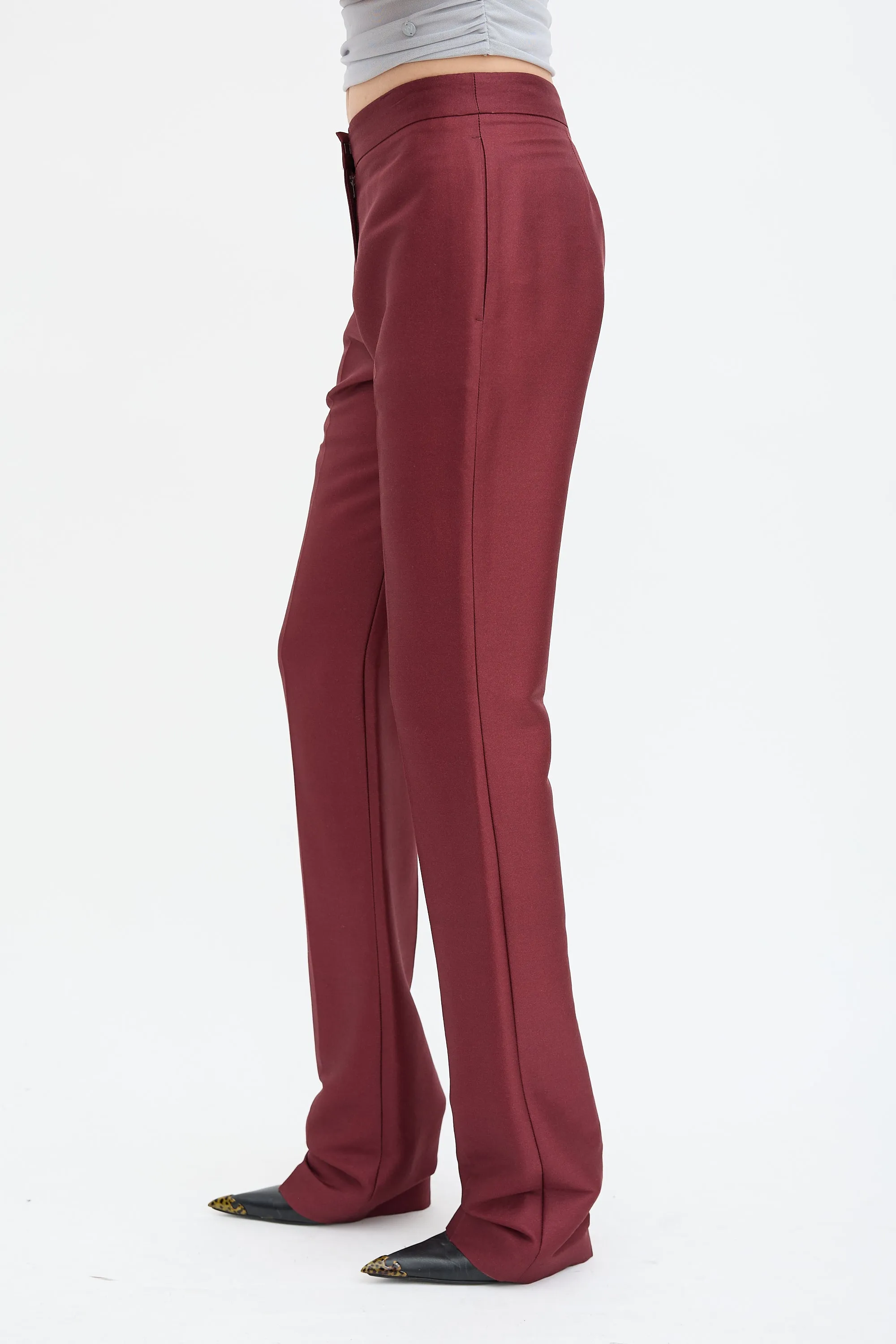 Burgundy Wool & Silk Blend Trouser