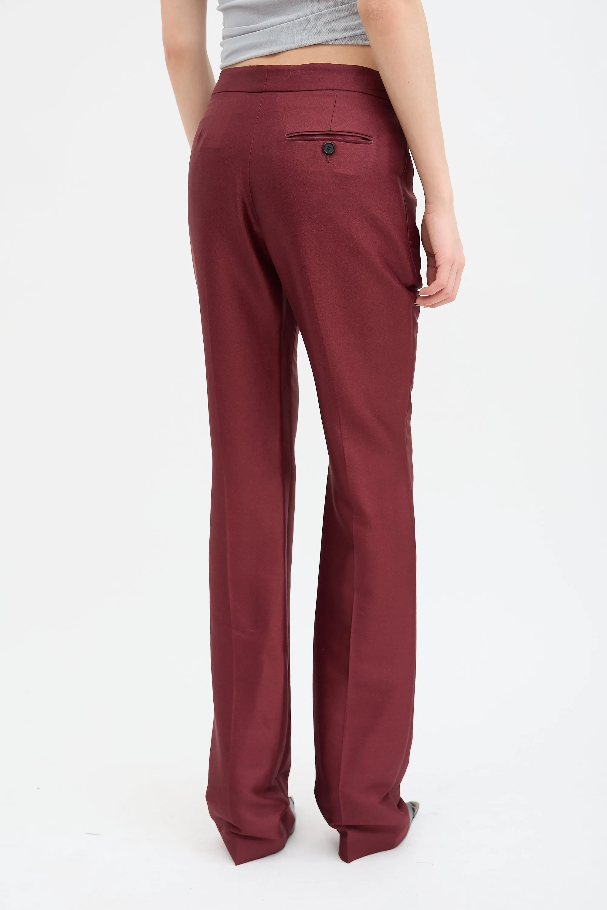 Burgundy Wool & Silk Blend Trouser