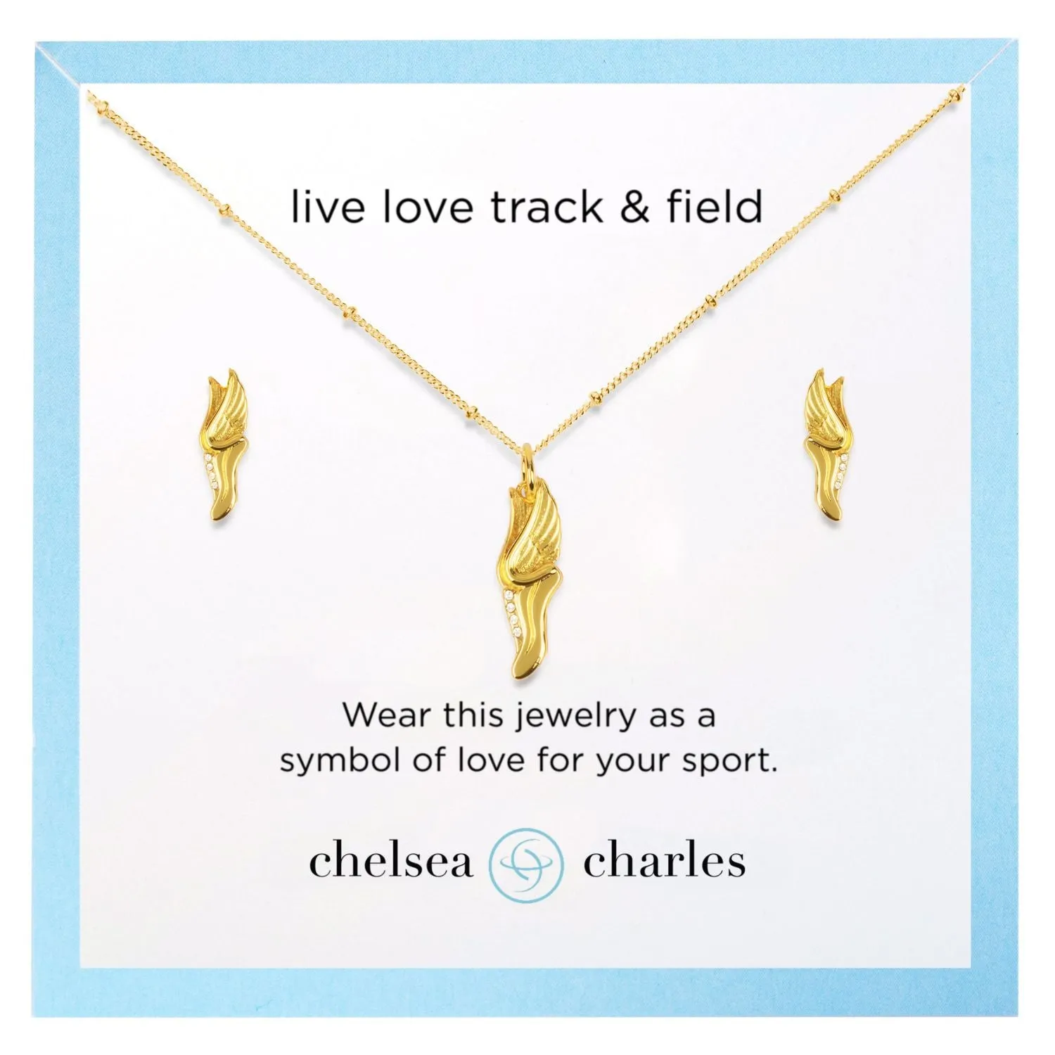 CC Sport Gold Track and Field Necklace and Earrings Gift Set