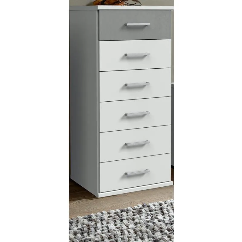 Compact 6 Chest of Drawers White, Grey