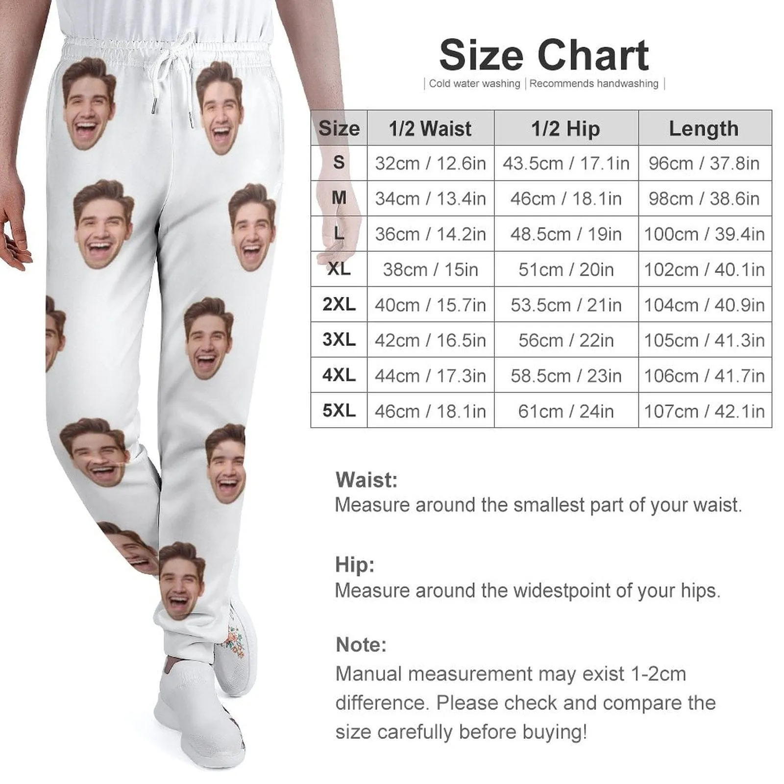 Custom Face Multicolor Sweatpants Unisex Personalized Closed Bottom Casual Joggers