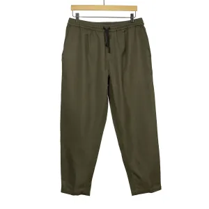 Drawstring trousers in forest green wool gabardine