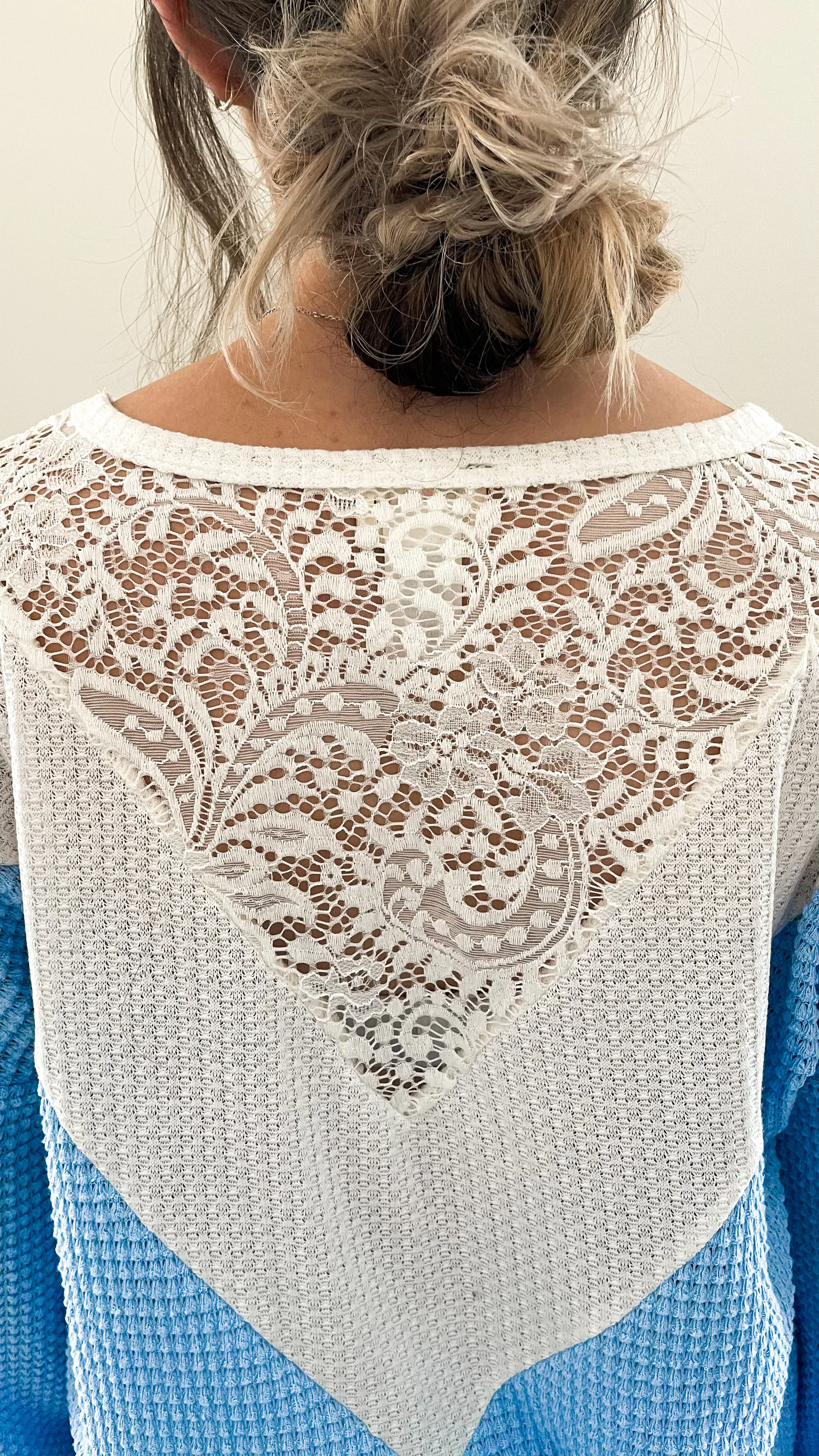 Forget-Me-Not Waffle Knit With Lace Details