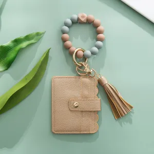 Gold Silicone Wristlet Wallet Keychain