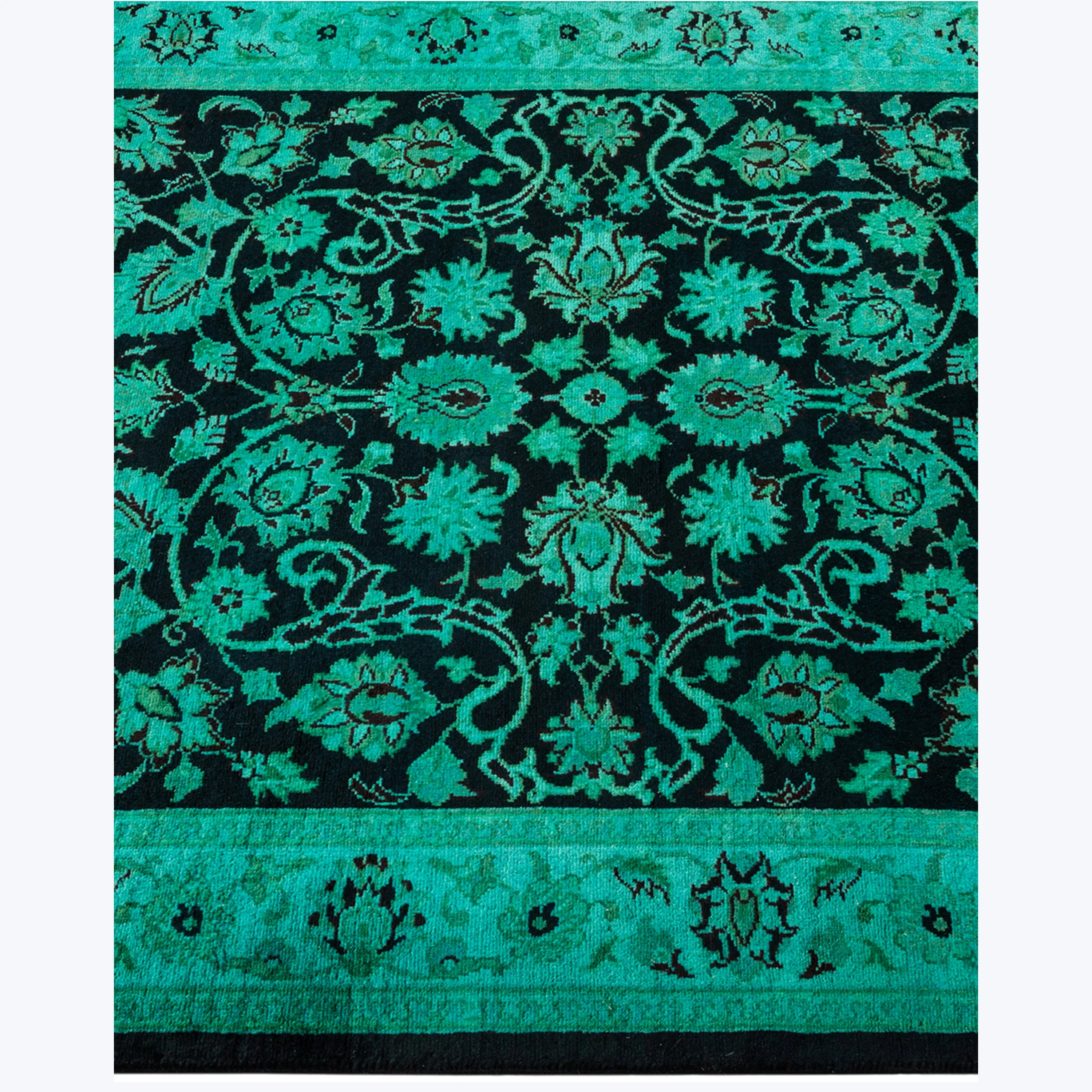 Green Overdyed Wool Runner - 2' 8" x 12' 4"