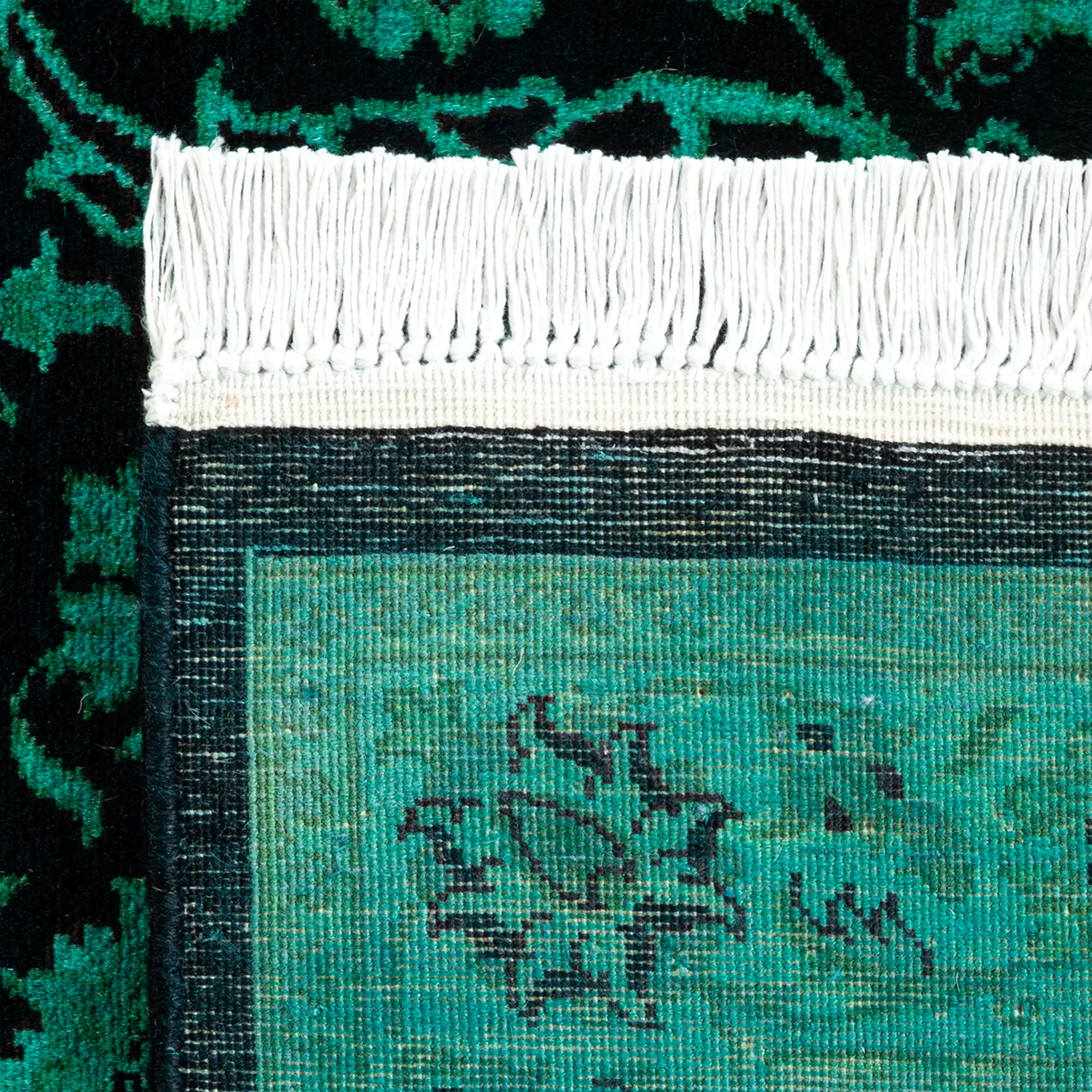 Green Overdyed Wool Runner - 2' 8" x 12' 4"