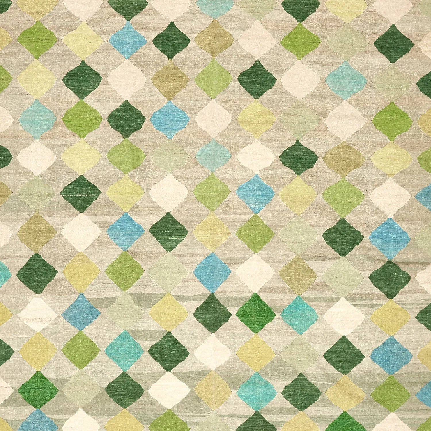 Green Vintage Flatweave Wool Rug - 9' x 11'4"