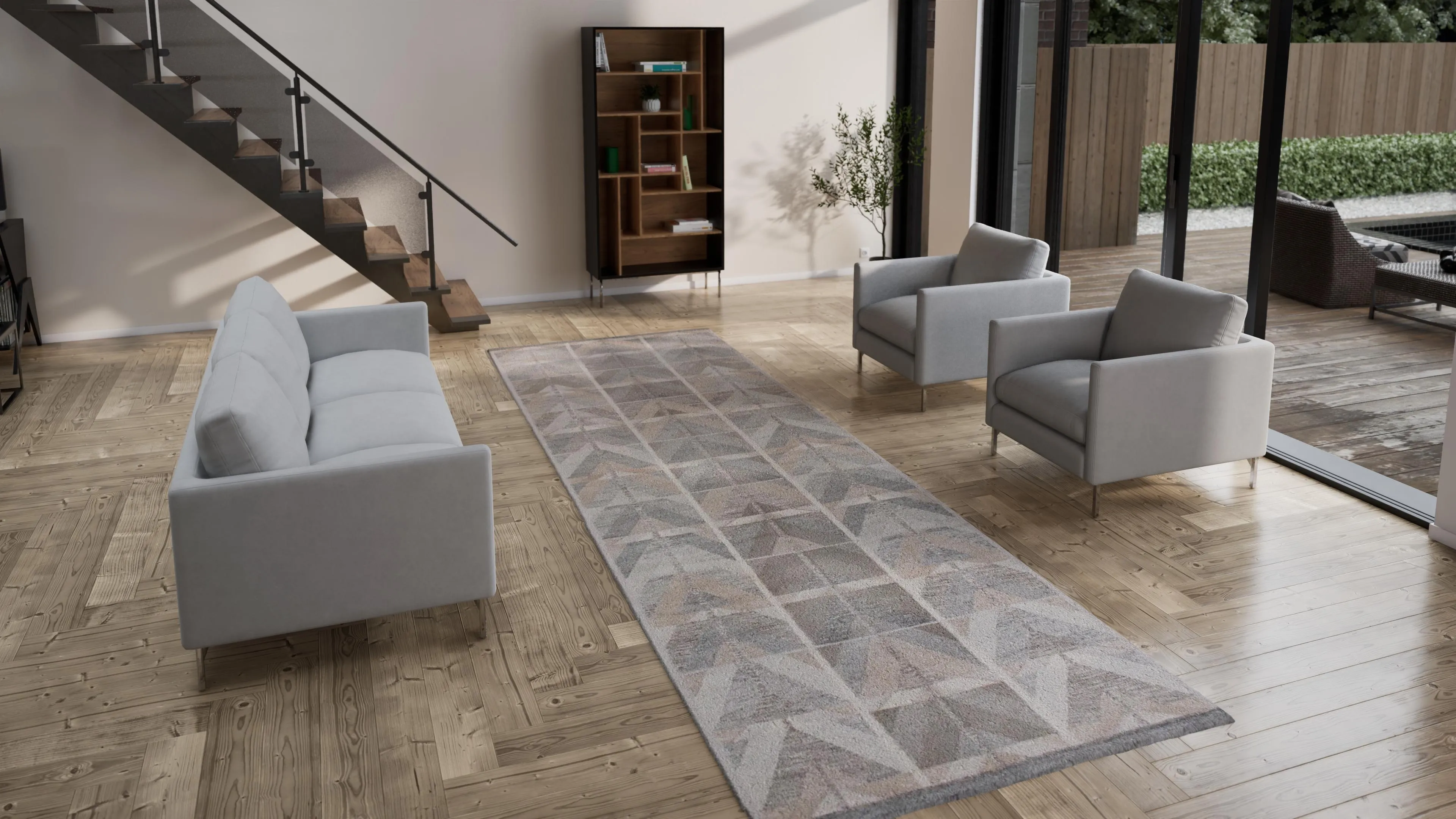 Grey Flatweave Wool Cotton Blend Rug - 5'10" x 15'7"