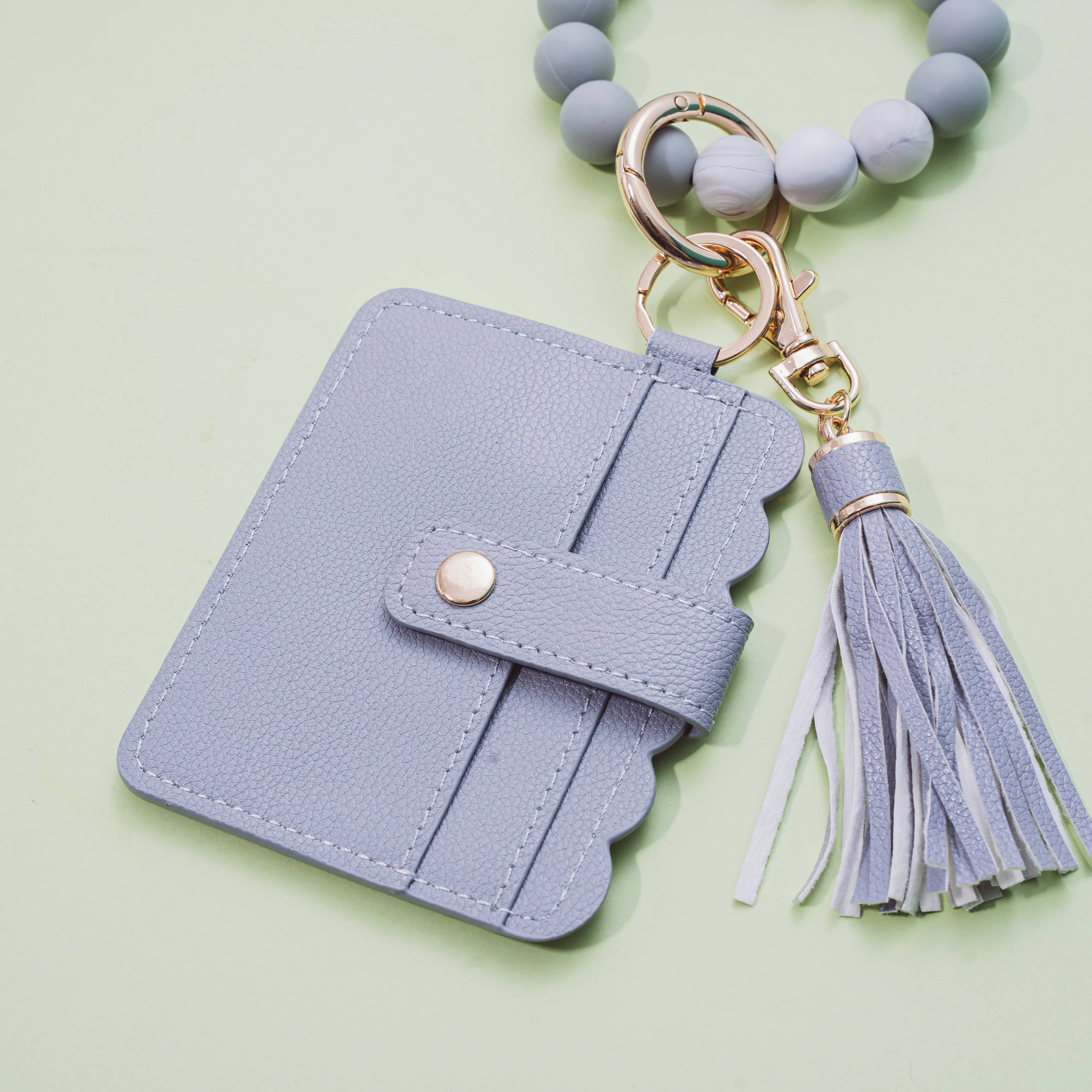 Grey Silicone Wristlet Wallet Keychain