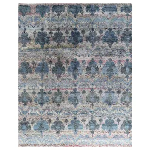 Grey Traditional Ikat Wool Rug - 8'1" x 10'1"