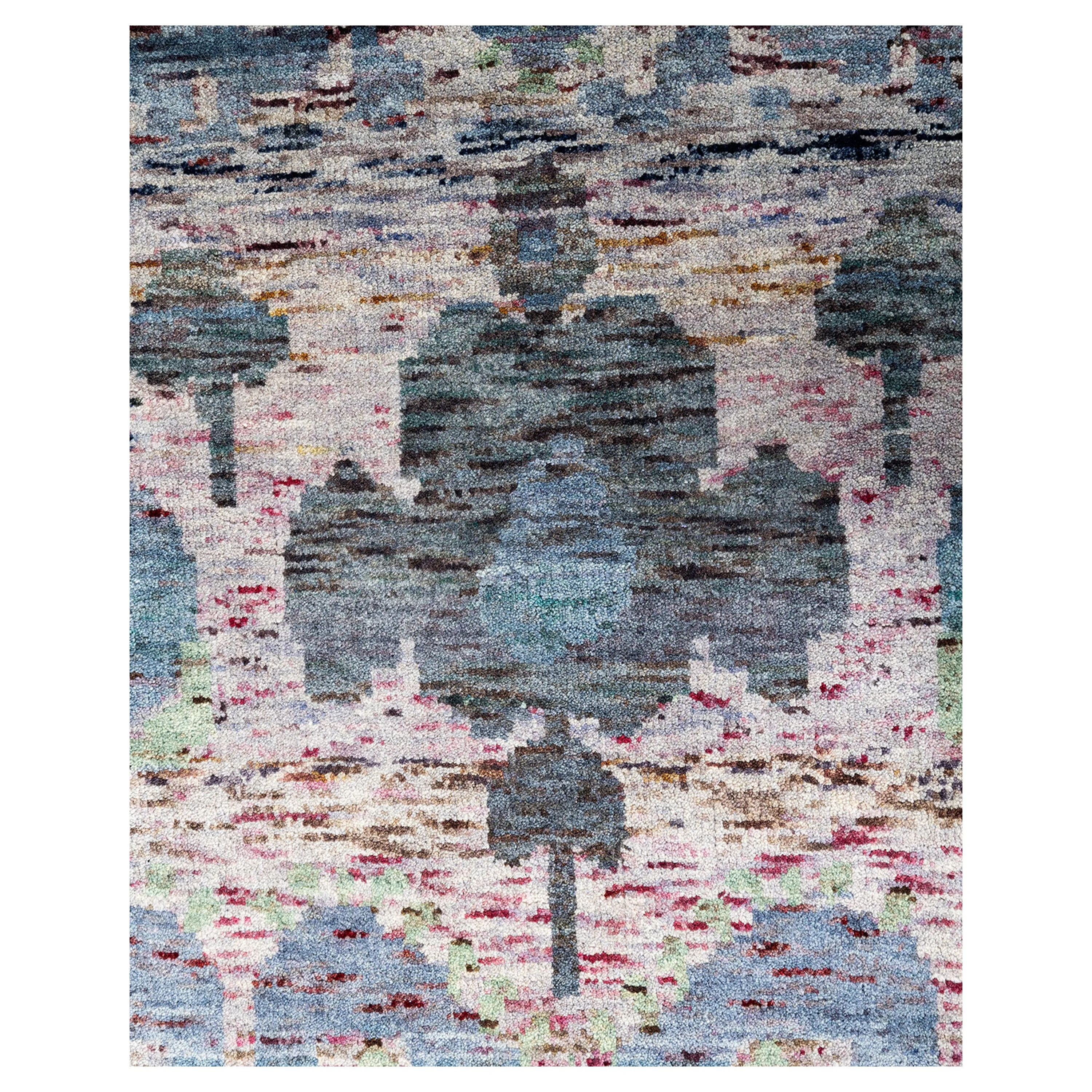 Grey Traditional Ikat Wool Rug - 8'1" x 10'1"