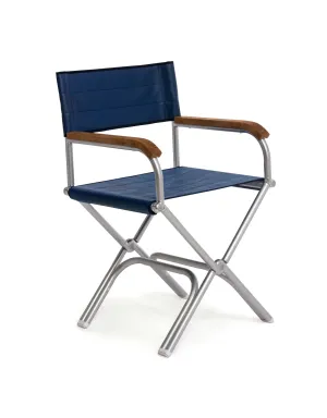 High-End Folding Aluminum Boat Chair  with Teak Armrests-A6000T