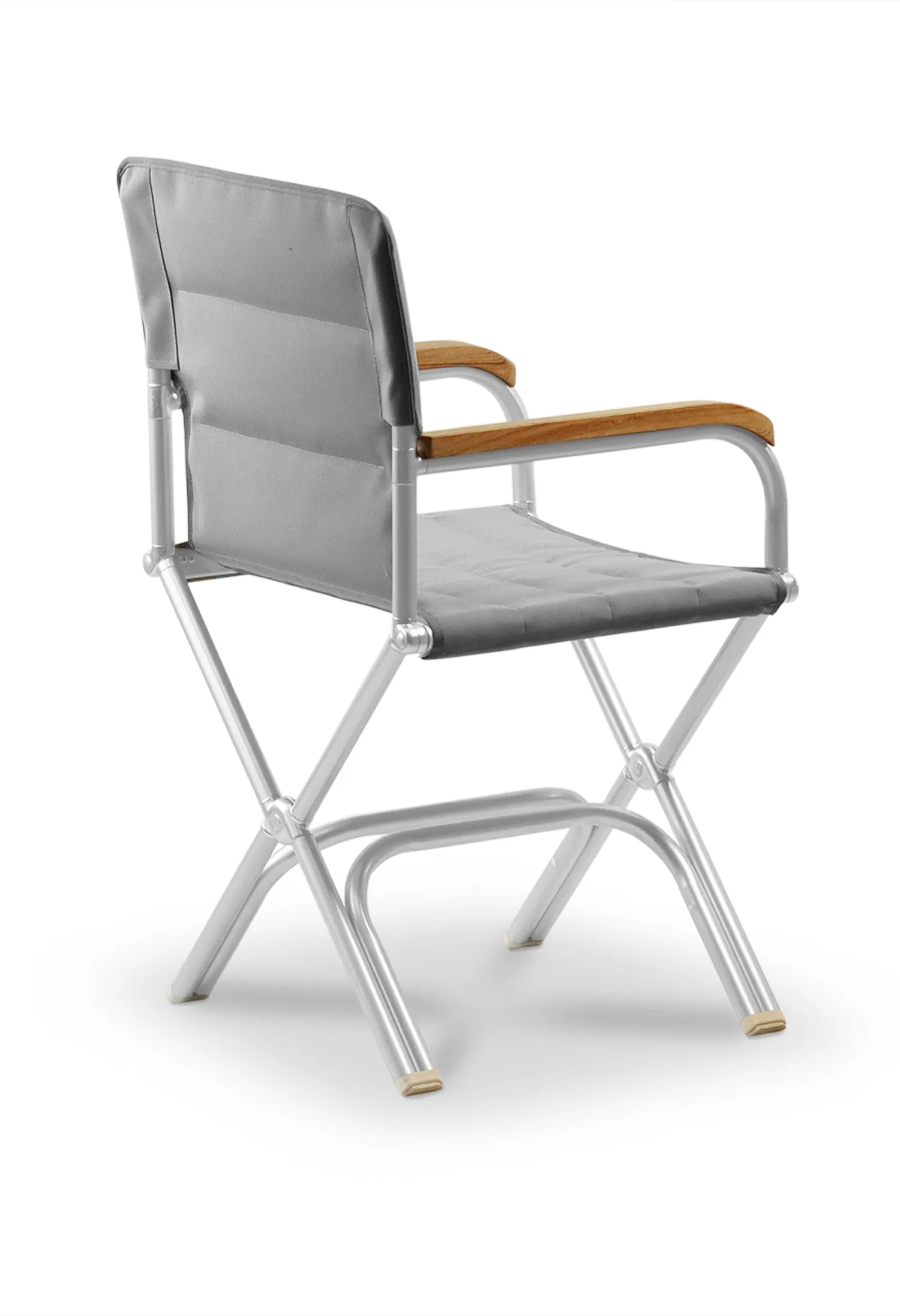 High-End Folding Aluminum Boat Chair with Teak Armrests-A6000UNIT