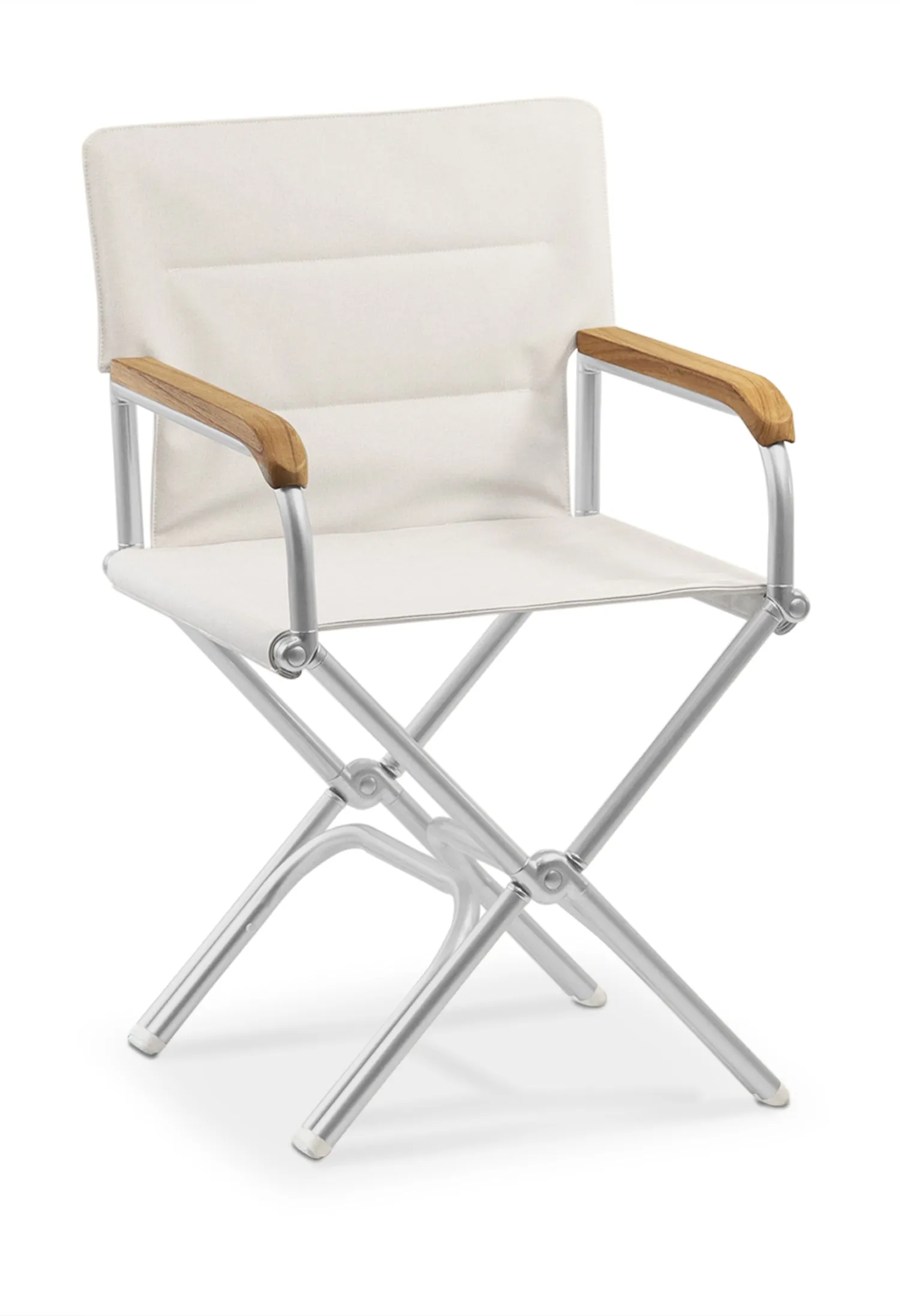 High-End Folding Aluminum Boat Chair with Teak Armrests-A6000UNIT