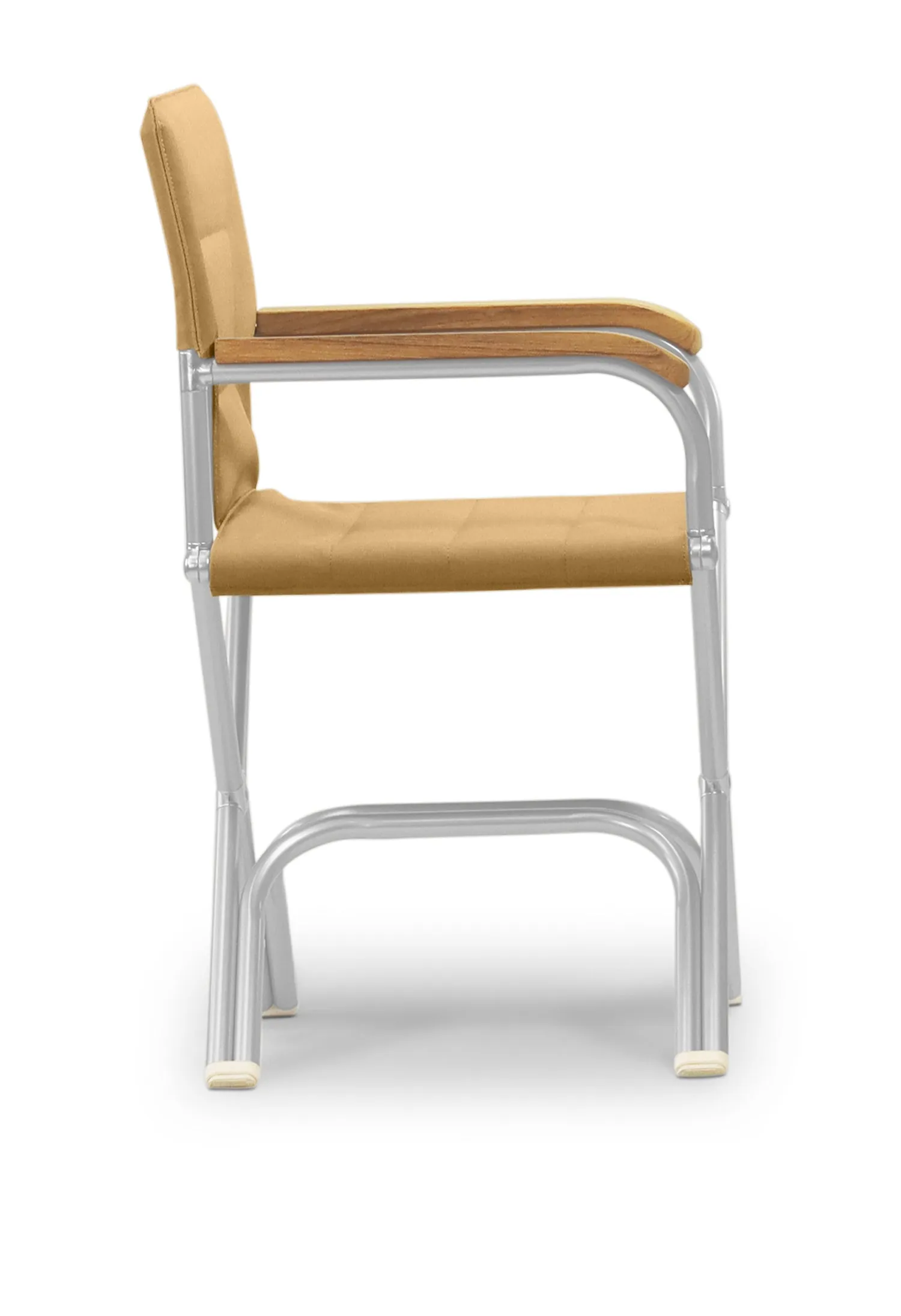 High-End Folding Aluminum Boat Chair with Teak Armrests-A6000UNIT