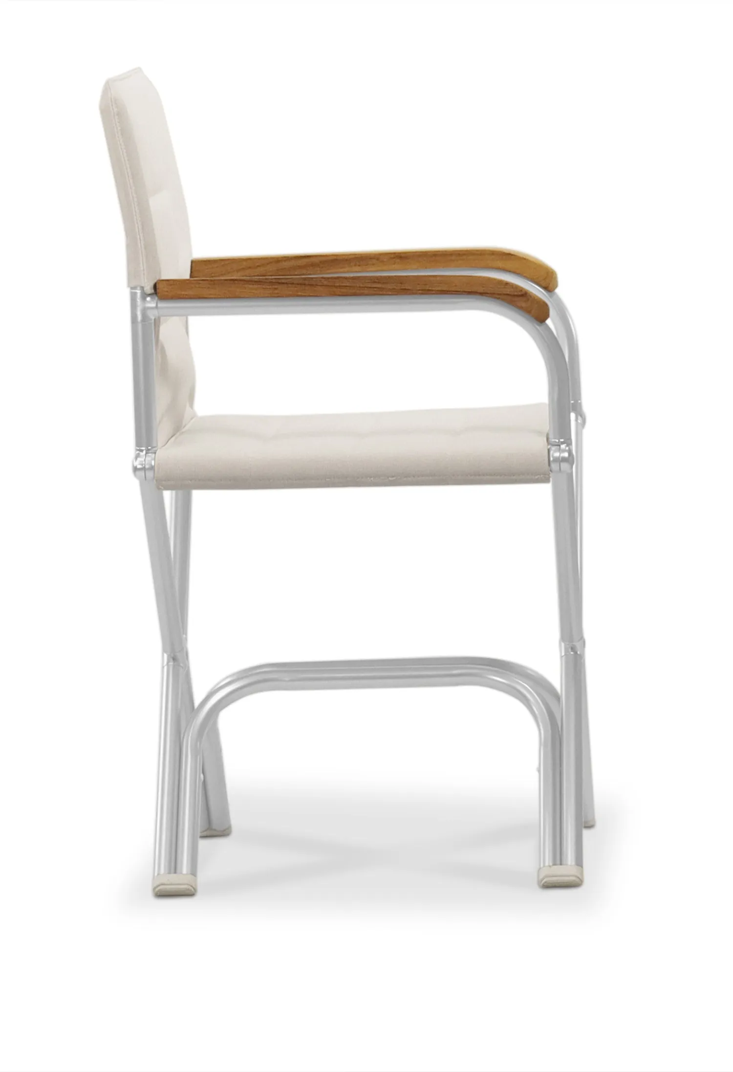 High-End Folding Aluminum Boat Chair with Teak Armrests-A6000UNIT