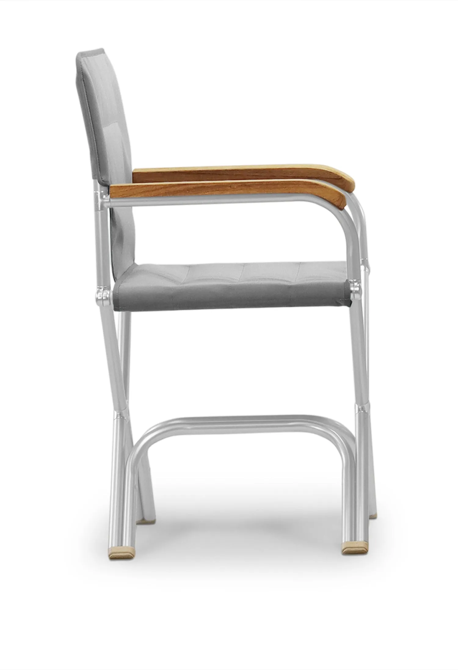 High-End Folding Aluminum Boat Chair with Teak Armrests-A6000UNIT