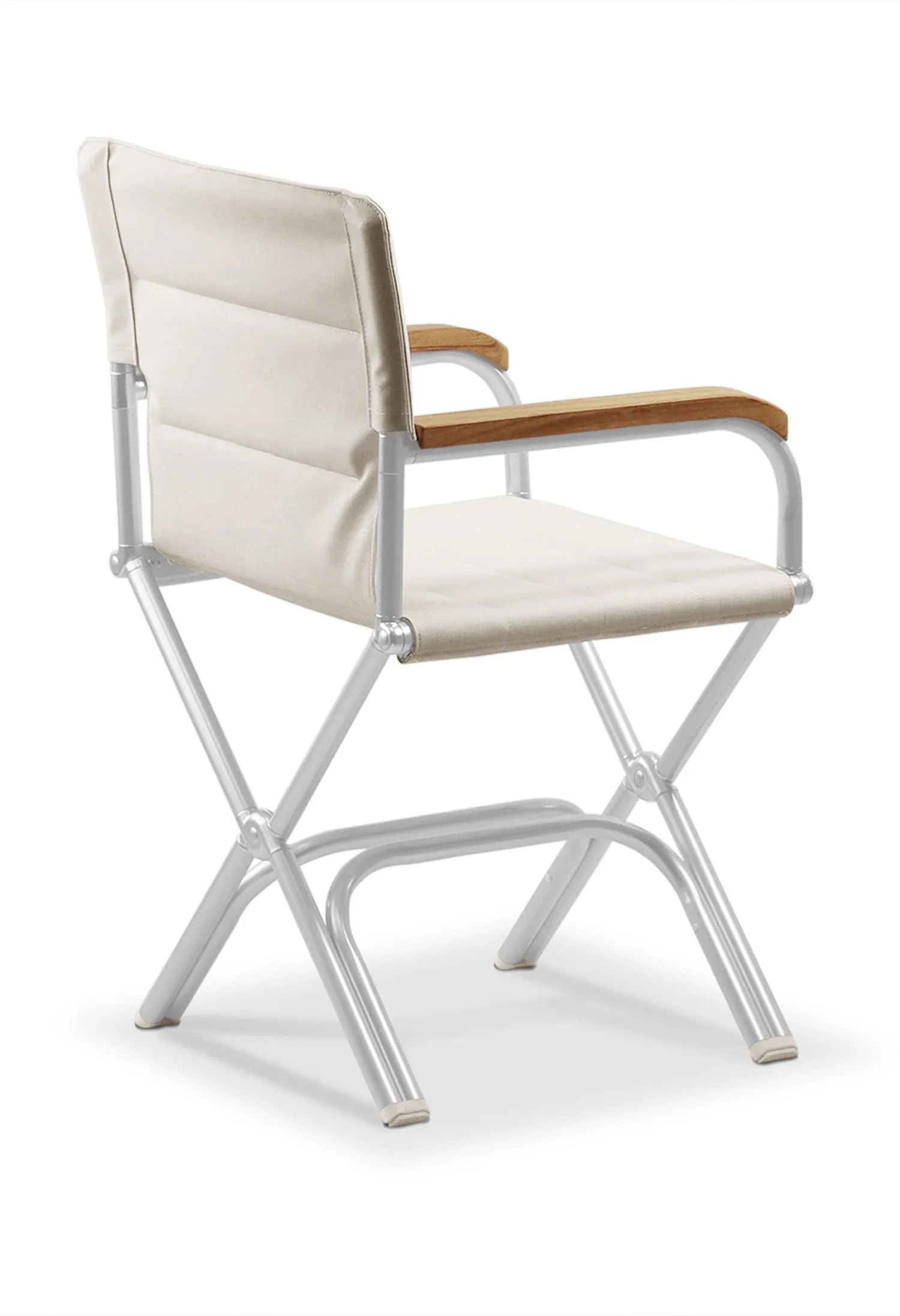 High-End Folding Aluminum Boat Chair with Teak Armrests-A6000UNIT