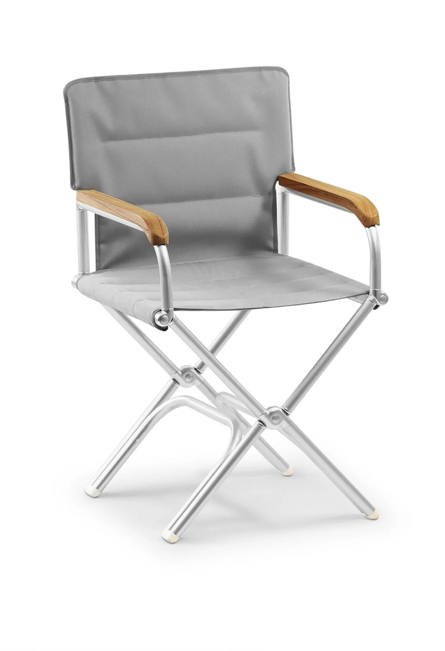 High-End Folding Aluminum Boat Chair with Teak Armrests-A6000UNIT