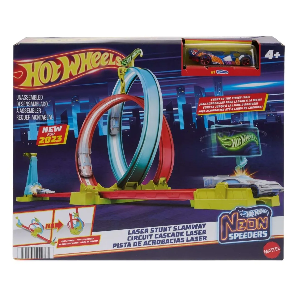 Hot Wheels Action Neon Speeders Laser Stunt Slamway Track Set