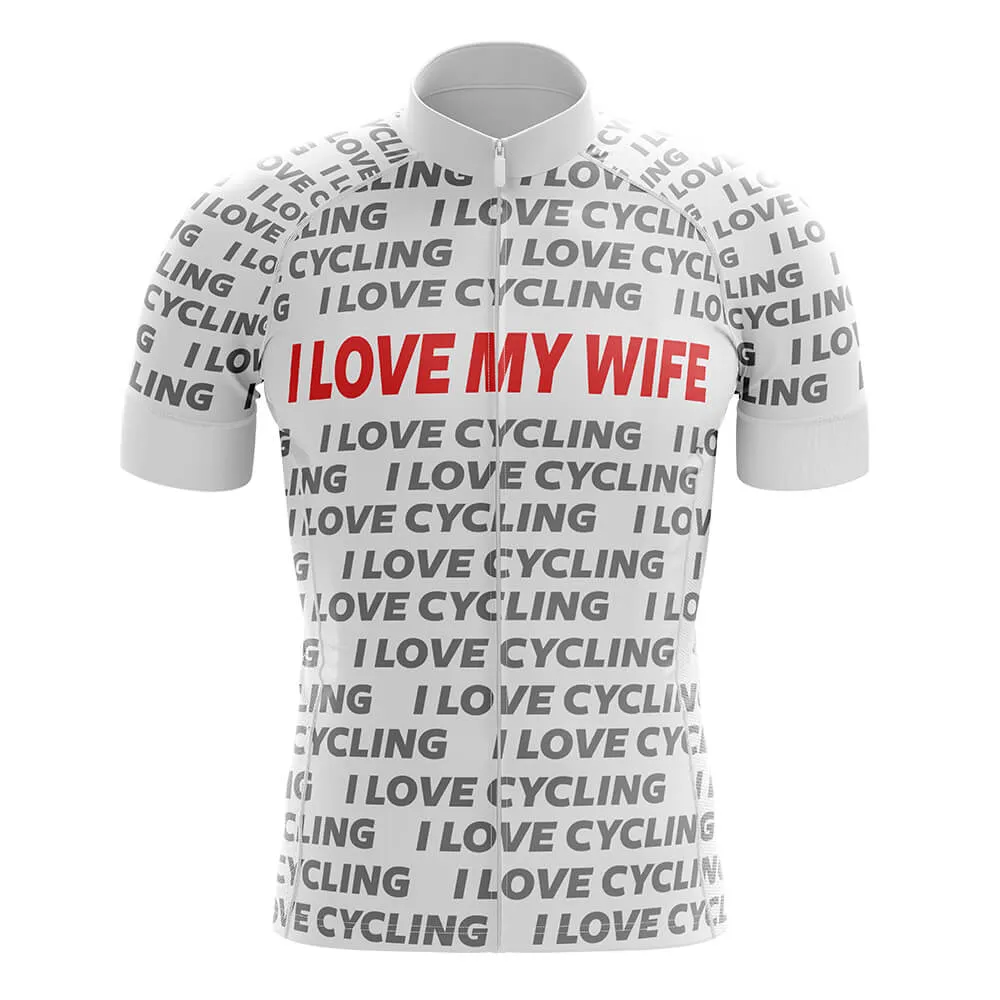 I Love My Wife White Men's Short Sleeve Cycling Jersey