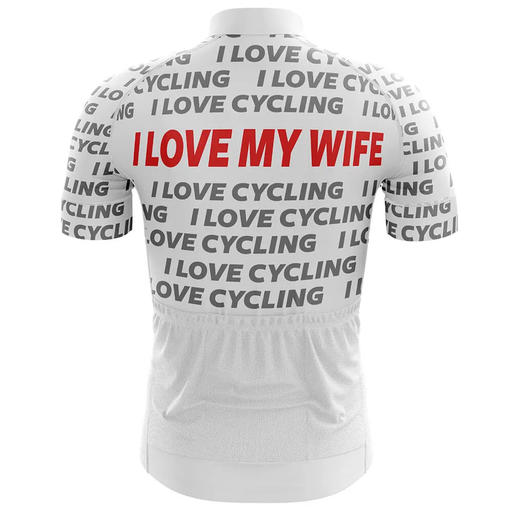 I Love My Wife White Men's Short Sleeve Cycling Jersey