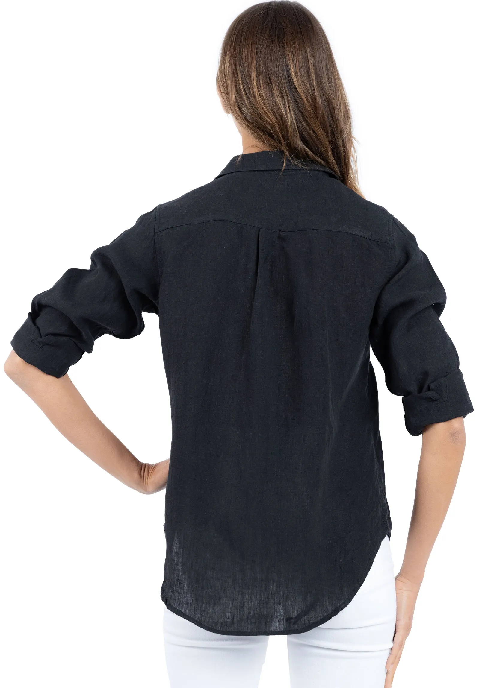 Iris Black Classic fit Linen Shirt