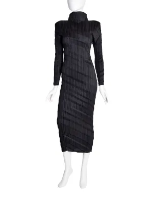 Issey Miyake Vintage Black Accordion Pleated Dress