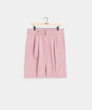 Italian Gabardine Belted Short in Pink