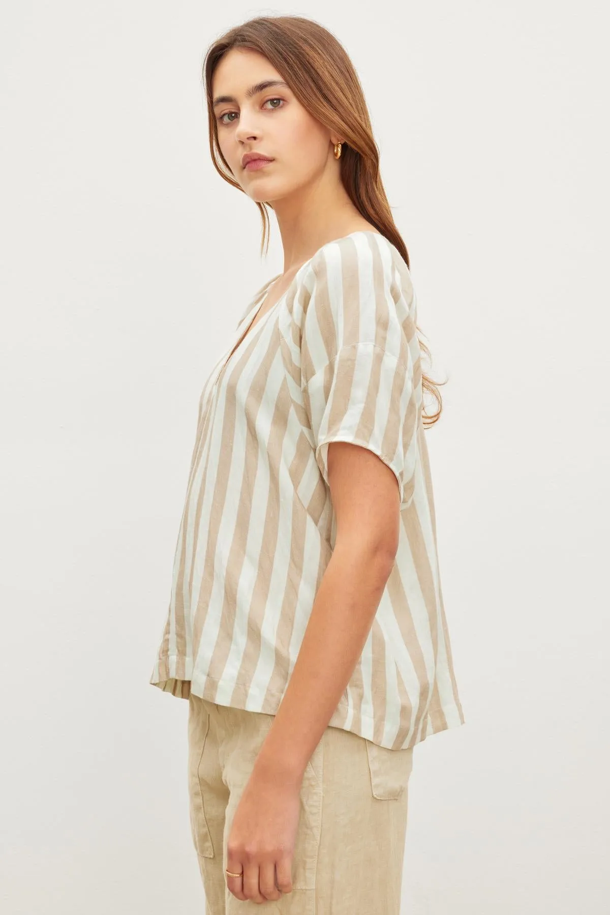 KATY STRIPED LINEN TOP