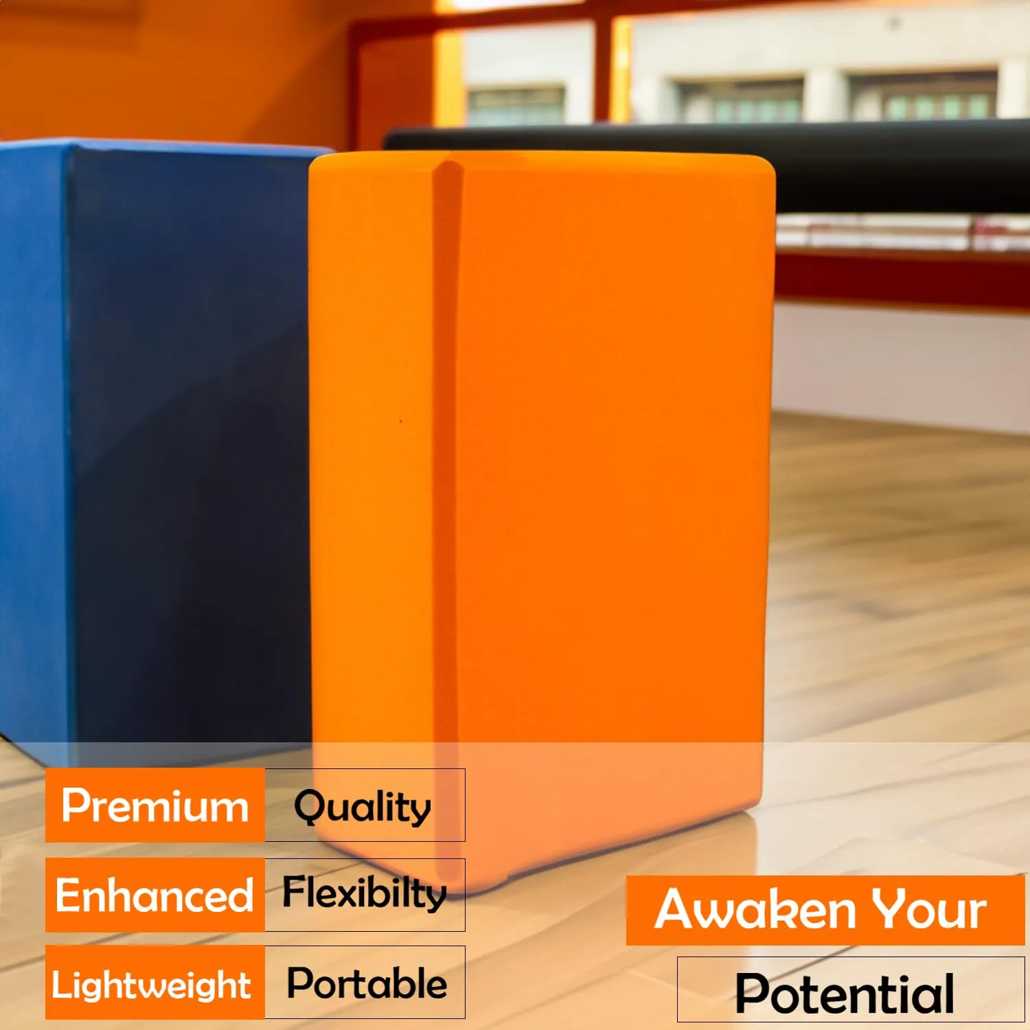 Kuber Industries High-Density Yoga Block|Lightweight & Portable Yoga Brick|Improve Strength & Flexibility (Orange)