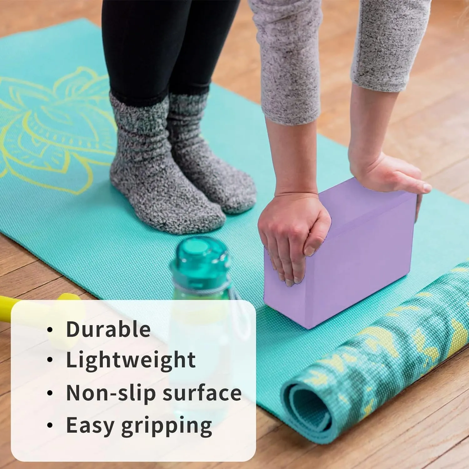 Kuber Industries High-Density Yoga Block|Lightweight & Portable Yoga Brick|Improve Strength & Flexibility-Pack of 3 (Light Purple)