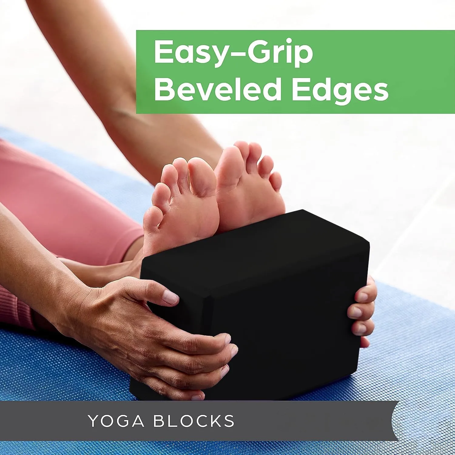 Kuber Industries High-Density Yoga Block|Lightweight & Portable Yoga Brick|Improve Strength & Flexibility-Pack of 4 (Black)