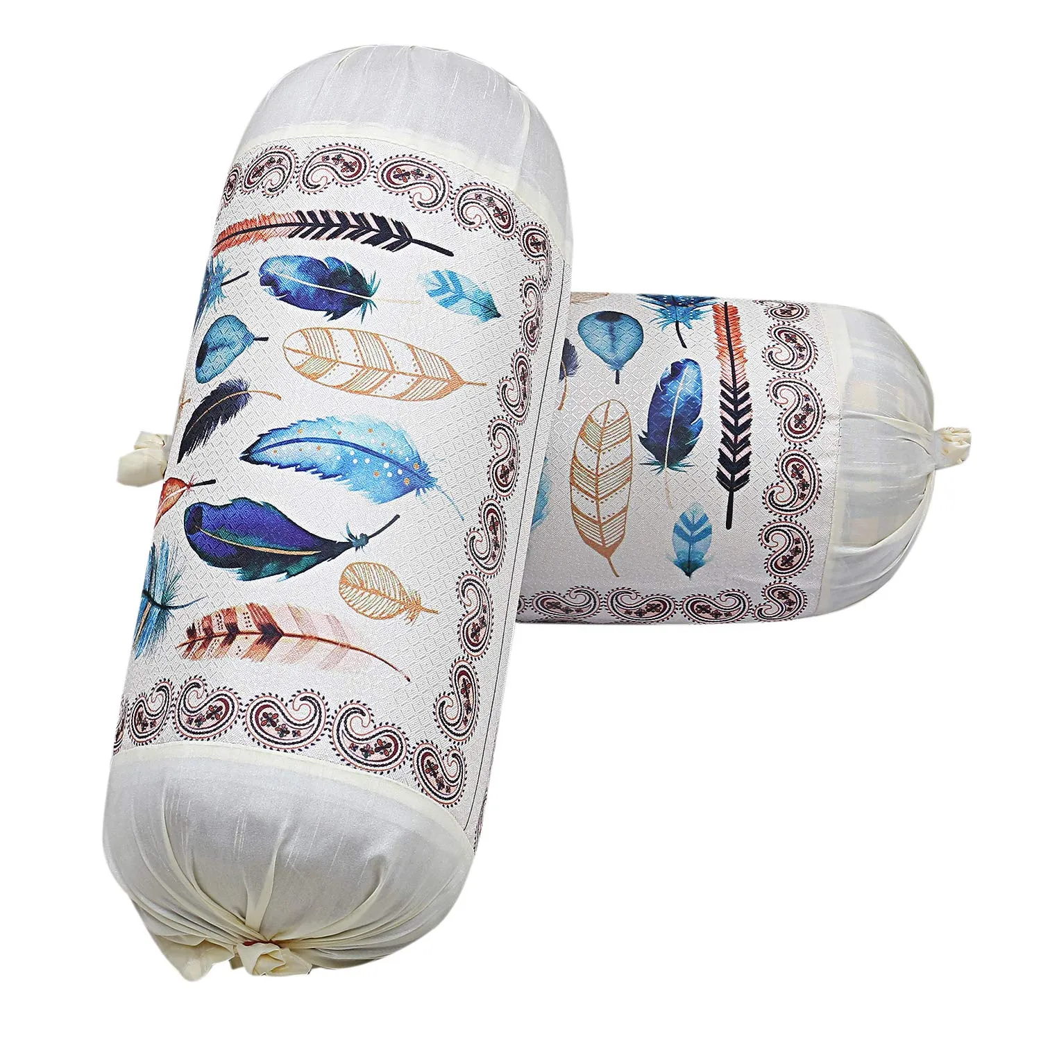 Kuber Industries Wings Design Cotton 4 Pieces Bolster Cover Set (Cream), CTKTC13657, Standard