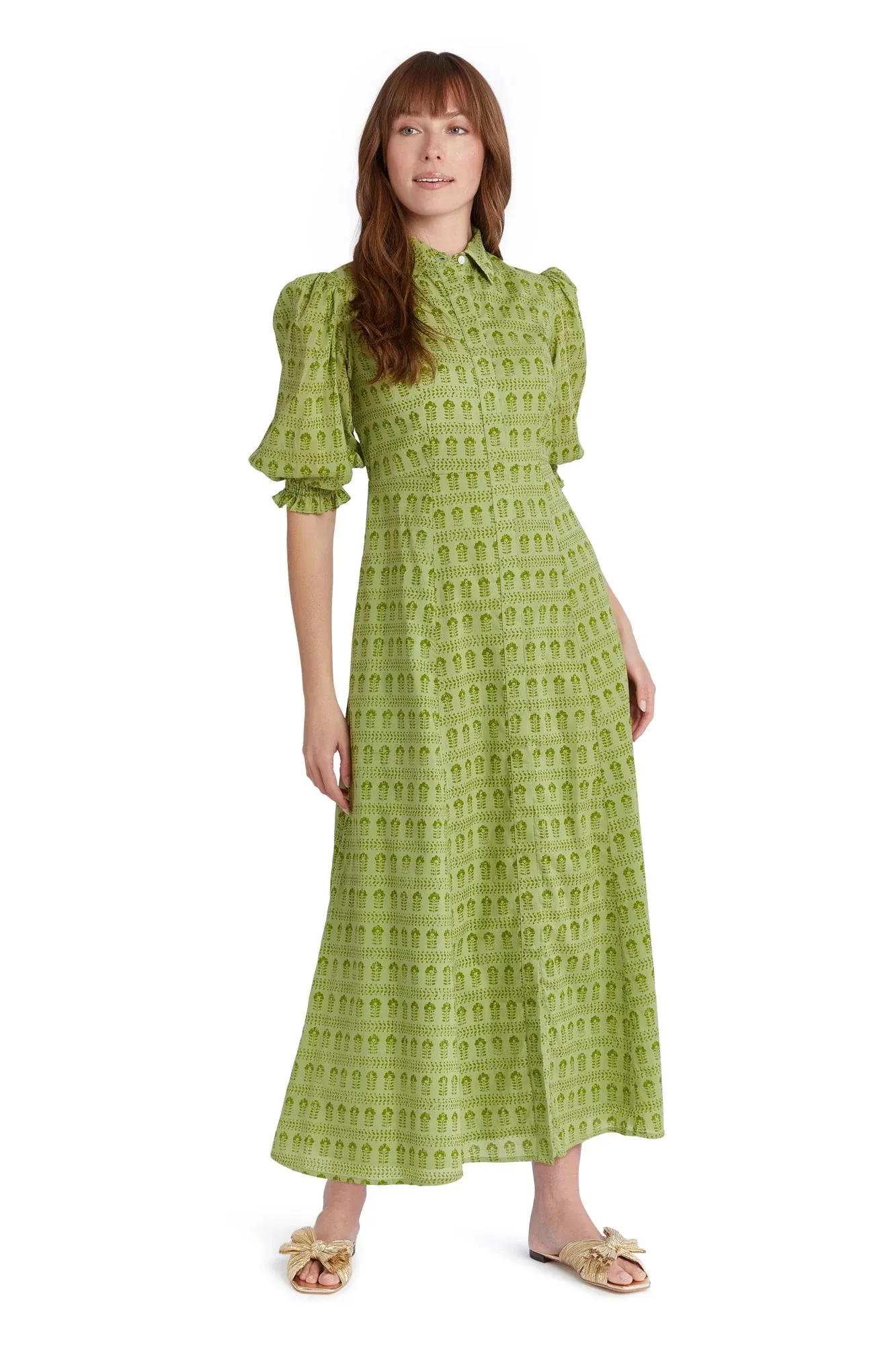 Light Mossy Sprigs Rosie Shirt Dress