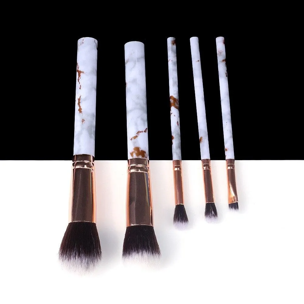 Marble Makeup Natural Wool Fibre Hair Brush Set Kit