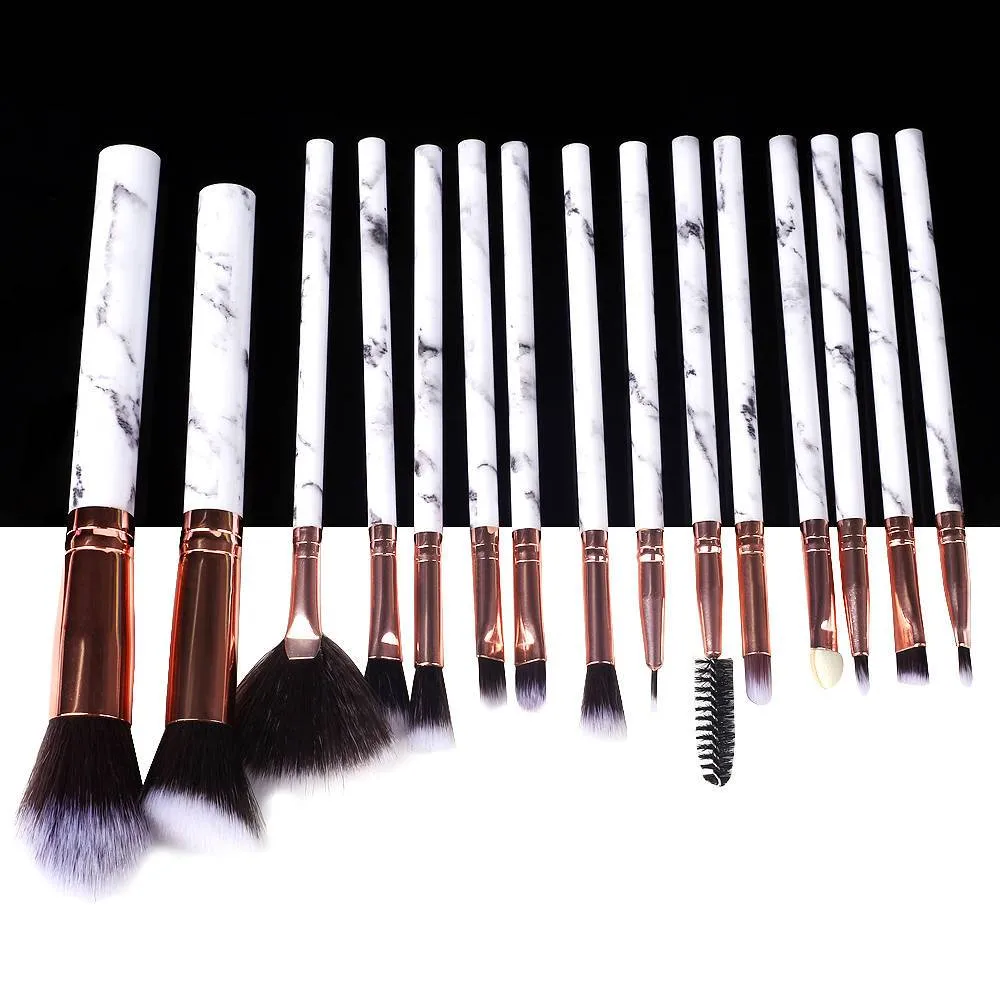 Marble Makeup Natural Wool Fibre Hair Brush Set Kit